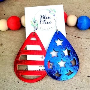 Leather Stars & Stripes earrings